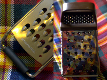 An image of both a box and a paddle grater.